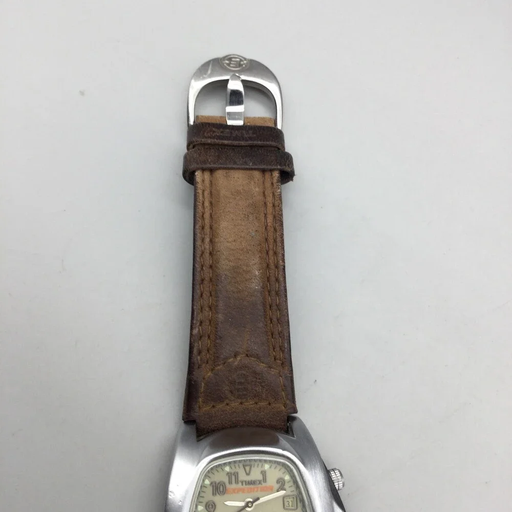 Timex Expedition Dual Time Watch Men 36mm Silver Tone BROKEN PARTS OR REPAIR - Picture 6 of 14